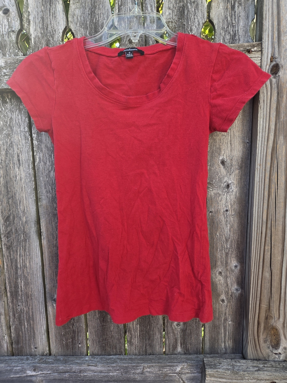 Ambiance Red Scoop Neck Short Sleeve Tee